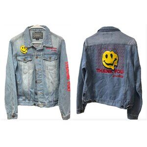 Brooklyn Cloth “Thank You For Nothing" Smiley Embroidered Denim Jacket, M unisex
